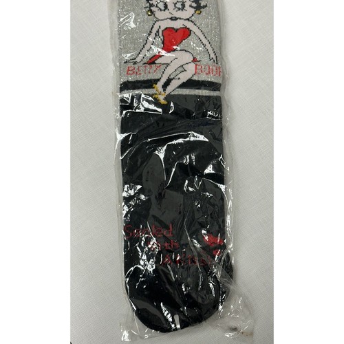 Betty Boop Slipper Soaks Black Red Silver one size NOS 2004 - Picture 3 of 7