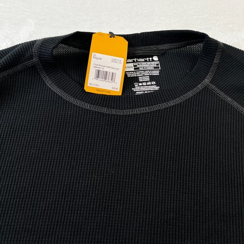 Carhartt Force Mens Shirt XL Black Midweight Waffle Base Layer Crewneck Top - Picture 5 of 6