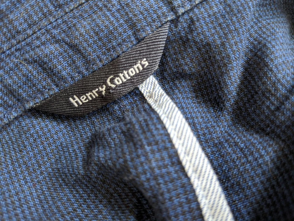 44R неконструированный без подкладки зуб чек хлопок синий черный блейзер пальто куртка - Изображение 4 из 4