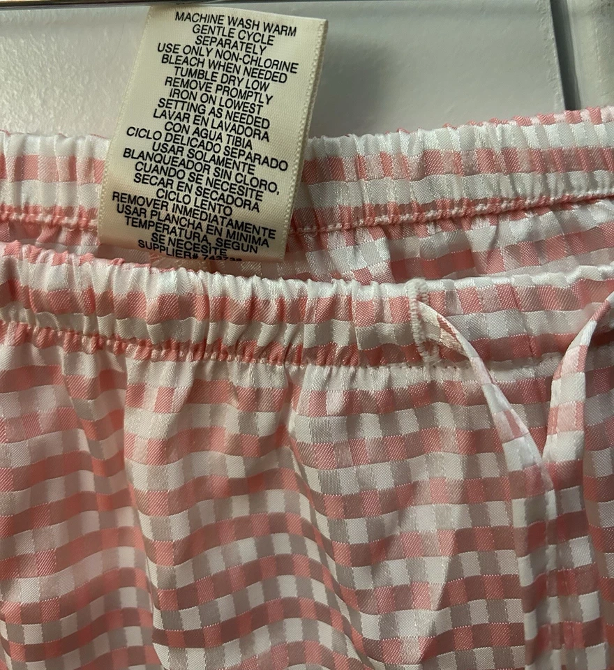 Adorable Pantalón Pijama Mujer Rosa y Blanco Cuadros Talla Grande Cordón Foto 4 de 4