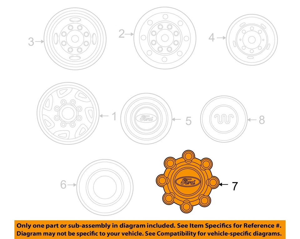 Оригинальные накладки на колеса FORD 99-02 Excursion отделка колпаки колес 1C3Z1130BA - Изображение 3 из 4
