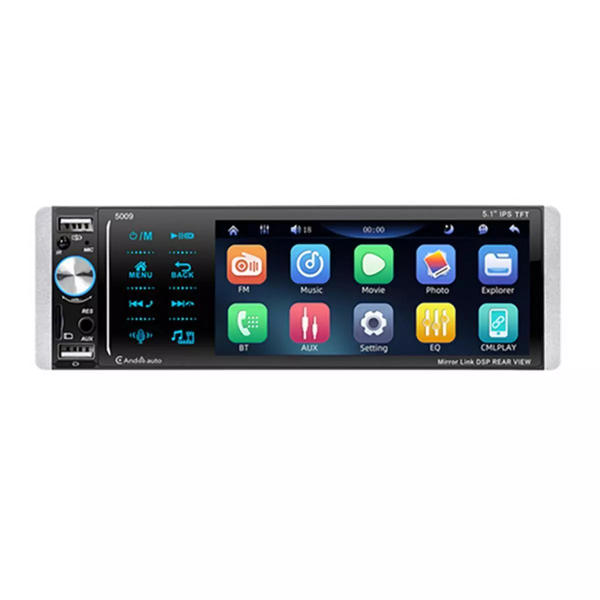 5.1in Bluetooth Stereo Car Radio 1 Din Carplay Receiver Touch