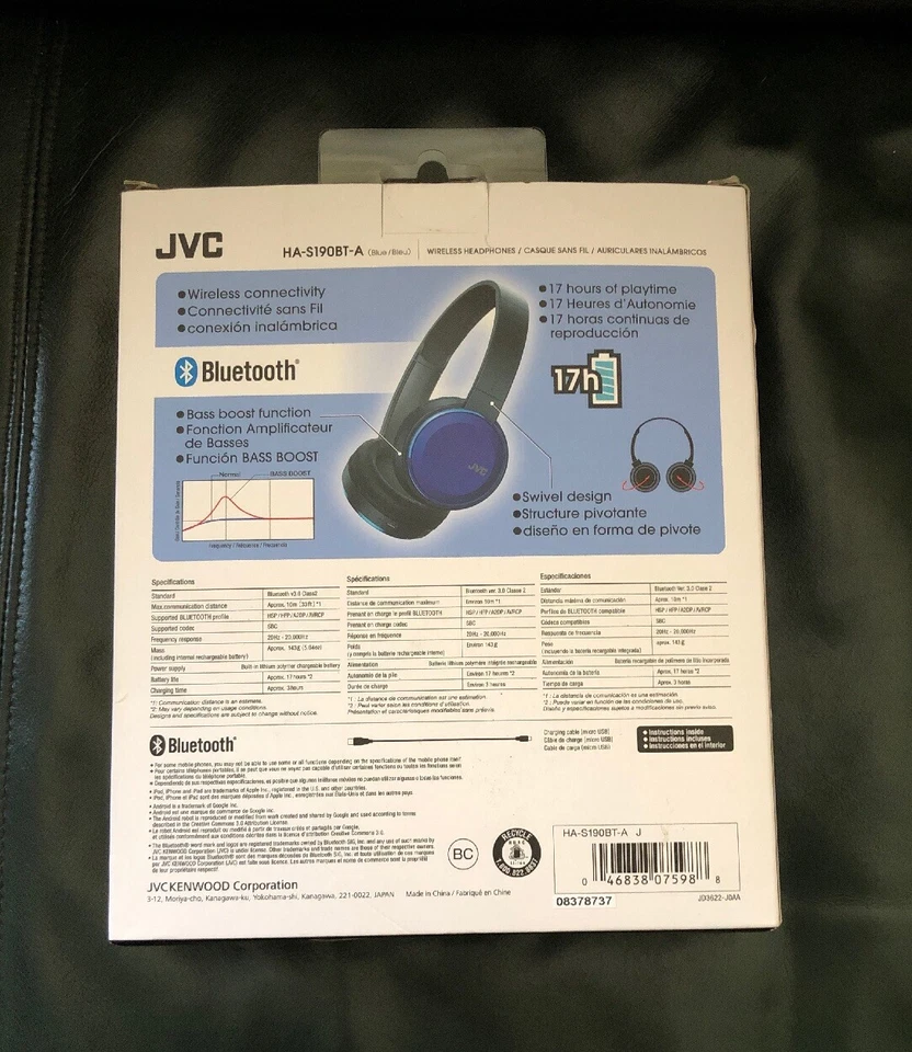 Jvc HAS190BTA  Blue Headband Headset Wireless + Microphone - Image 2 of 2