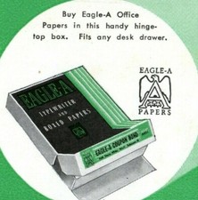 c.1940 Eagle-A Typewriter & Box Paper Ink Blotter Ad American Writing Holyoke MA thumbnail