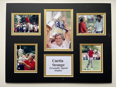 Golf Curtis Strange signiertes 16'' x 12'' doppelt montiertes Display