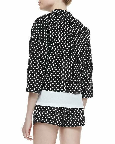 BAND OF OUTSIDERS Womens Black Polka Dot BOXY ZIP Cotton Jacket Size 5 XL NWT - Image 3 of 4