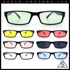 Mens Hippie Pimp Color Lens Narrow Rectangular Black Frame Sunglasses