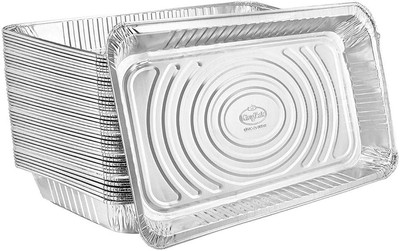 Aluminum Pans Full Size, Large Disposable Roasting & Baking Pan, 21''X13'' Deep Fo
