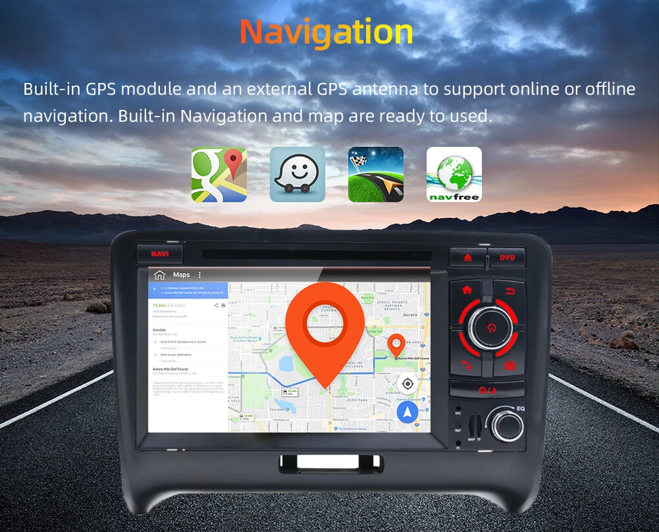 7''Autoradio Stereo per Audi TT 2006-2011 2Din Android 14 GPS WIFI 4G BT SWC DAB - Immagine 3 di 4