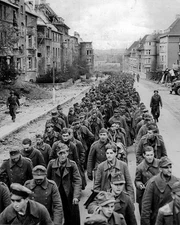 German Soldiers marched by U.S. Troops 8"x 10" World War II WW2 Photo 540