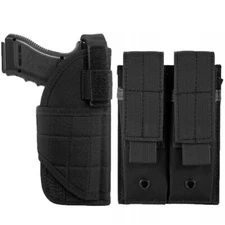 Tactical Molle OWB Belt Right Hand Gun Holster Holder with Double Magazine Pouch