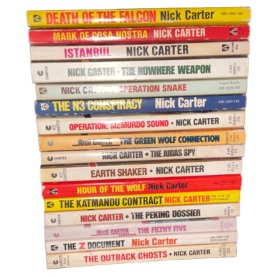 Vintage Nick Carter Killmaster Paperback Book Lot Of 16 Espionage Adventure Nove