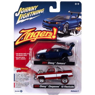 1/64 Zingers Chevrolet Twin Pack, 1973 Cheyenne and 2011 Camaro,  JLSP221B