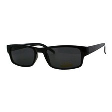 Small Black Rectangular Frame Sunglasses Black Lens Spring Hinge UV 400