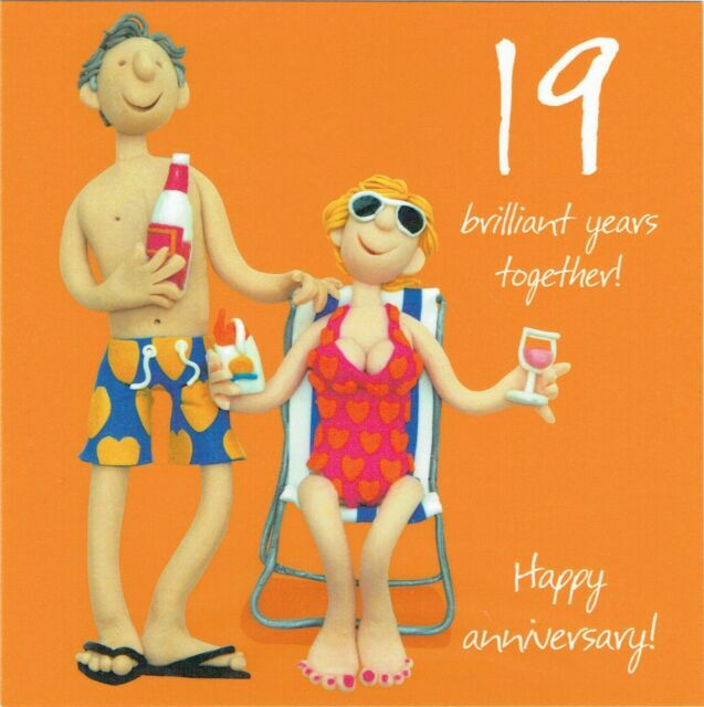 Wedding Anniversary Card 19th Nineteenth 19 Years One Lump Or