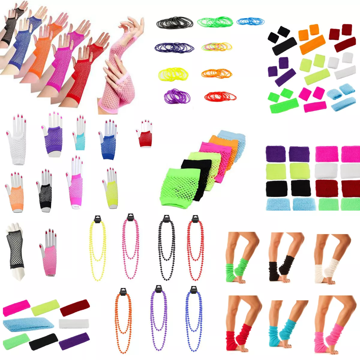 80's Neon Accessories for Dance Hen Stag Fancy Costume Accessories Kids,  Women