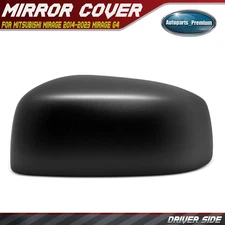 Left Driver Side Mirror Cover Cap Smooth Black for Mitsubishi Mirage 2014-2023