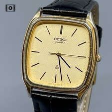 Seiko Chariot 6030-5190 31mm Gold Dial Square Quartz Men s Watch Exc 4 Vintage
