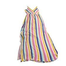Lulus Striped Maxi Dress Women Medium Side Slit Overlay Colorful Sleeveless