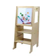 Clevr Adjustable Kids Kitchen Counter Step Stool with Magnetic Activity Board