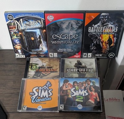 PC Game Lot 7 Games Battlefield 3 COD4 Sims 2 Vacation C&C Tiberian Sun Tested