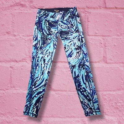 Lilly Pulitzer Luxletic Weekender Leggings Womens Small Blue/Navy Crash The Bash