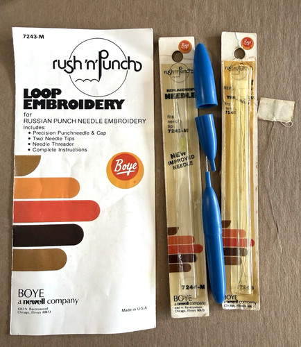 Boye Rush ‘n’ Punch Vintage Punch Needle Loop Embroidery Craft Tool Lot