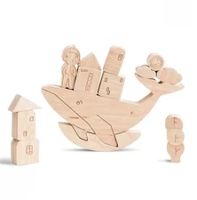 Stacking Wooden Balancing Game 16 Pcs Stories From the Sea Balancing Toy Babai 