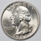 1953-D BU Uncirculated Washington Silver Quarter, Denver Mint