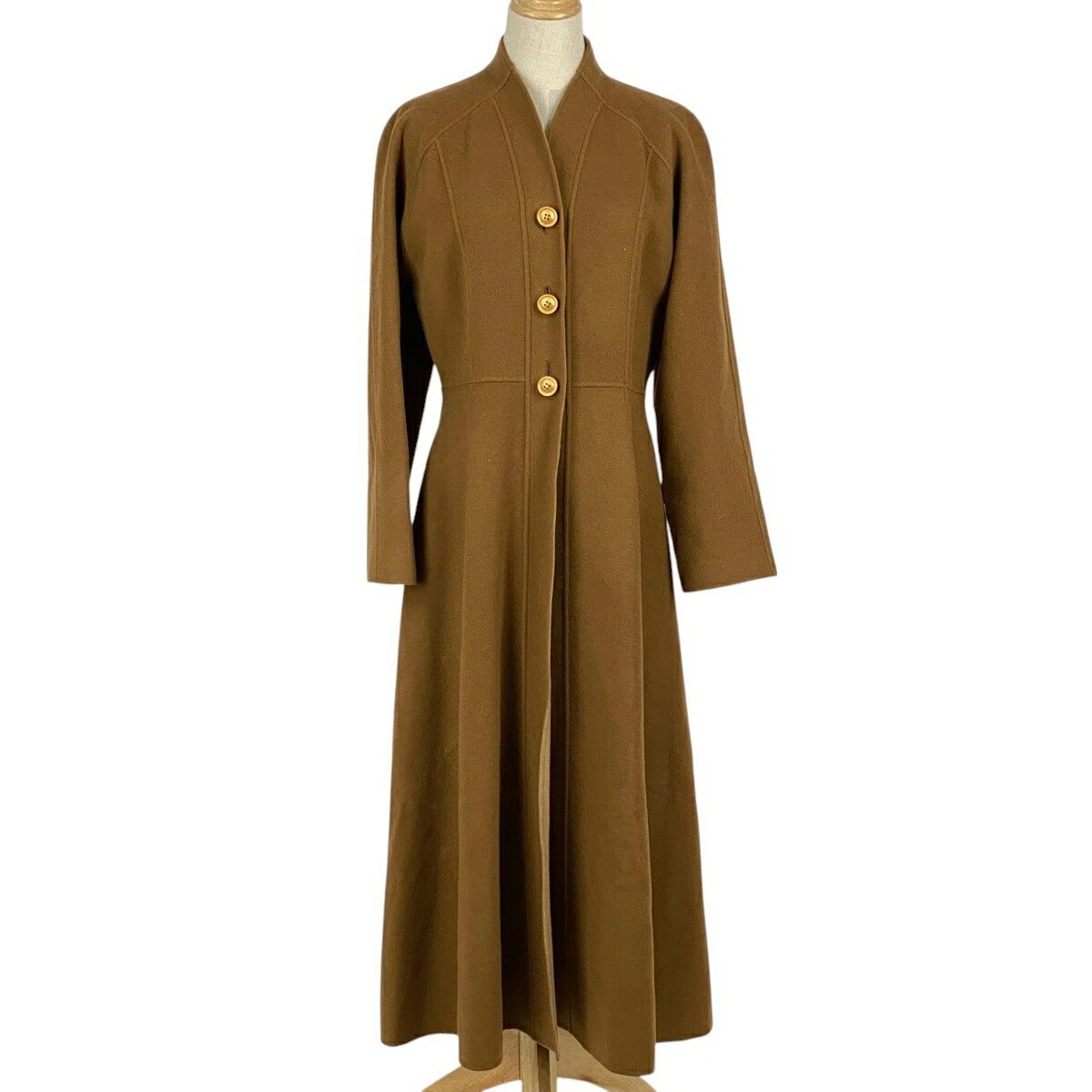 Christian Dior cappotto lungo marrone donna capospalla senza colletto in