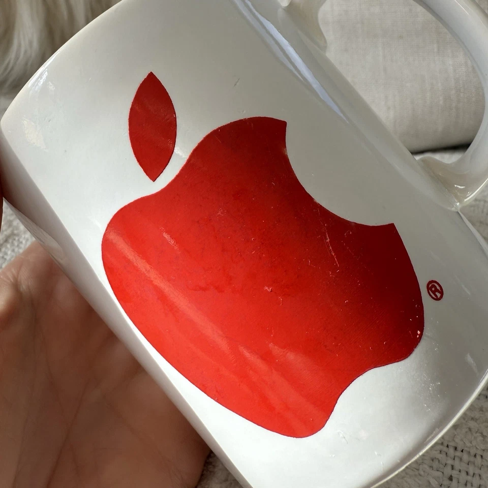 Vintage 80's Apple Employee Coffee Mug Red Apple Inc Logo Coloroll Kilncraft - Image 3 of 4