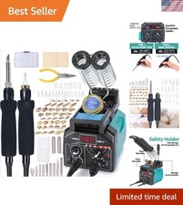 939D-II Pyrography Pen Wood Burning Kit Dual-Station 2-in-1 with Temp Display...