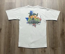 Texas Hog State Rally Beaumont Double Sided White Henley Biker T-Shirt Small