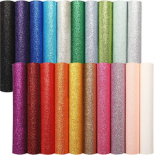 20 Pieces Shiny Glitter Faux Leather Sheets PU Faux Leather Fabric Sheet for DIY