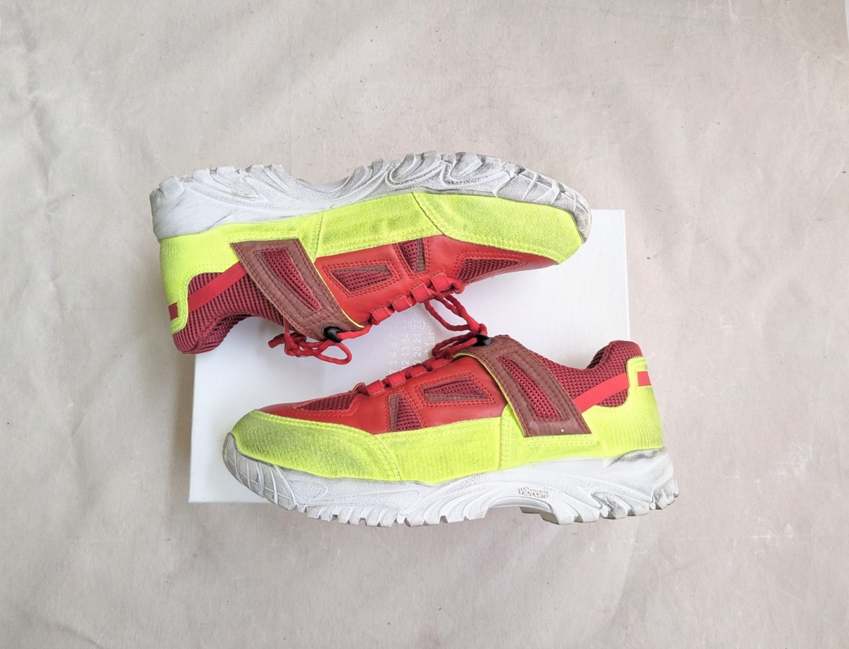 Maison Margiela Security Sneakers Red Green Men 11 44 Leather Suede Low Tops