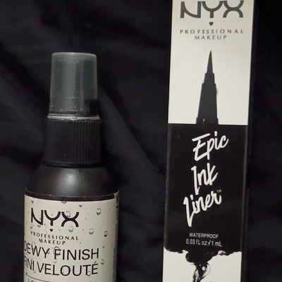 NYX Makeup Epic Ink Liner Black Felt-Tip Pen ,Dewy Setting Spray Bundle
