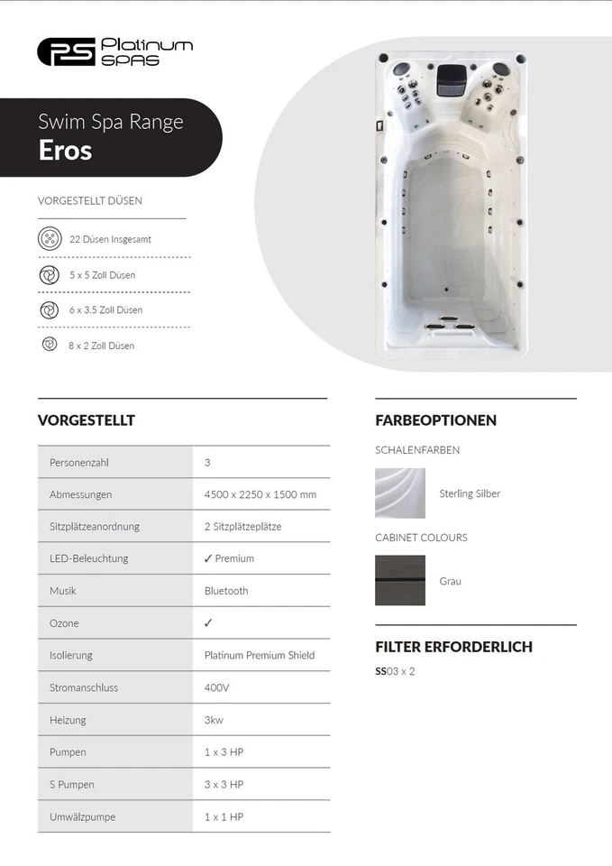 Platinum Spas SwimSPA EROS 450 x 225 x 150 cm - Bild 2 von 4