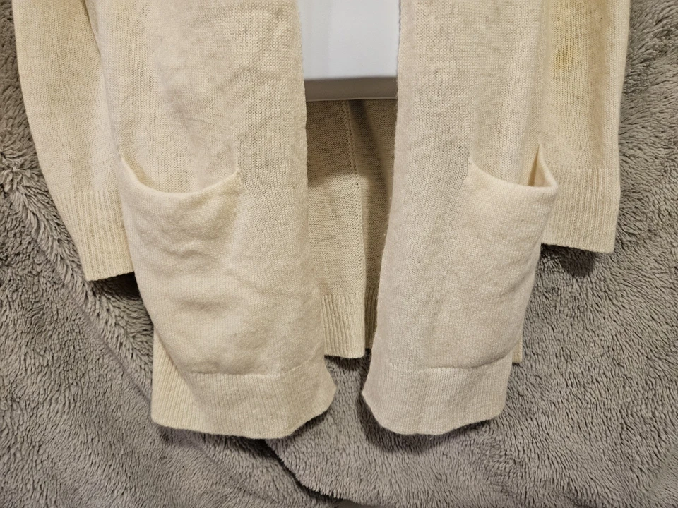 Cárdigan Theory Mujer Cachemira Frente Abierto Manga Larga Crema Talla P, Bolsillos,  Foto 2 de 4