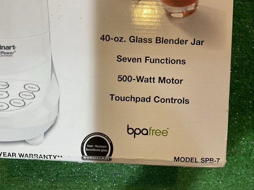 New Cuisinart SPB-7 White Electric Blender 500W 40Oz Glass Jar 7-Speed Rare NIB - Picture 9 of 13
