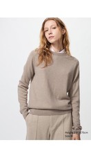 Uniqlo 100 Cashmere Crewneck Long Sleeve Sweater Beige Heather Tan Sz S