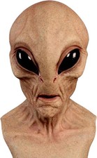 Alien Mask Full Head Latex Realistic Grey Alien Halloween Costume Adult Scary
