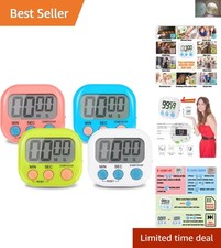 4-Piece Multi-Function Electronic Timer Set - Stylish LCD for Kitchen  Study