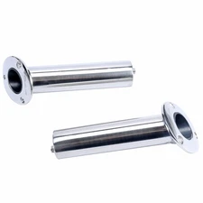 2X Flush Mount Fishing Rod Pole Holders with Drain 316 Stainless Steel 30 Degree