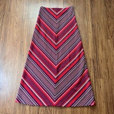 Vintage 60s 70s Maxi Skirt Medium Red Blue Stripe A-Line Retro Mod Womens