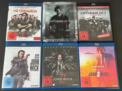 Blu-ray Bundle - The Expendables 1 + 2 (Steelbook) + 3 und John Wick 1 + 2 + 3