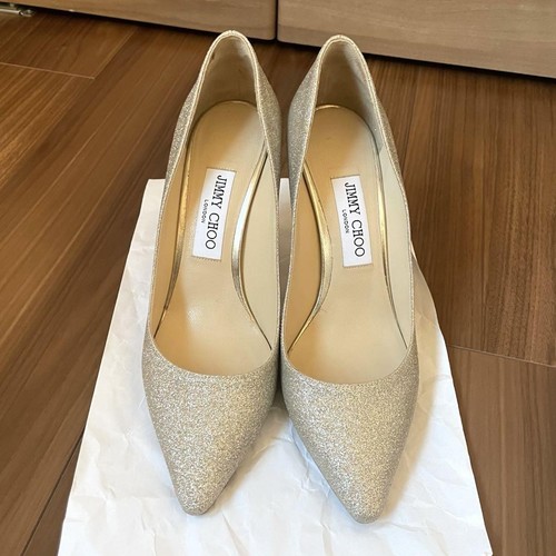 Jimmy Choo Pump Platinum Ice Glitter Romy100 Heel EU38/US8 Auth - 第 4/24 張圖片