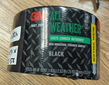 3M ALL WEATHER EXTRA WIDE BLACK DUCT TAPE industrial strength 2.83 inch x 25 yd