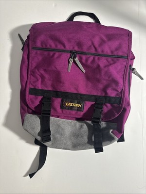 Vintage Eastpak Delegate Messenger Bag Suede/Leather Bottom USA Pink/purple