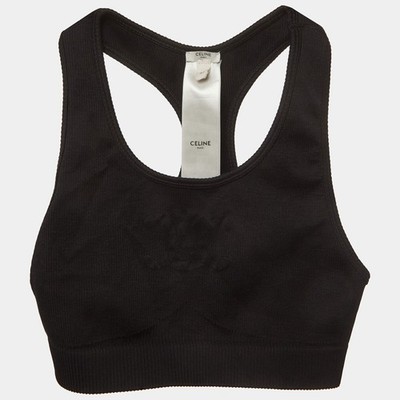 Celine Black Logo Jacquard Jersey Knit Triomphe Bra XS
