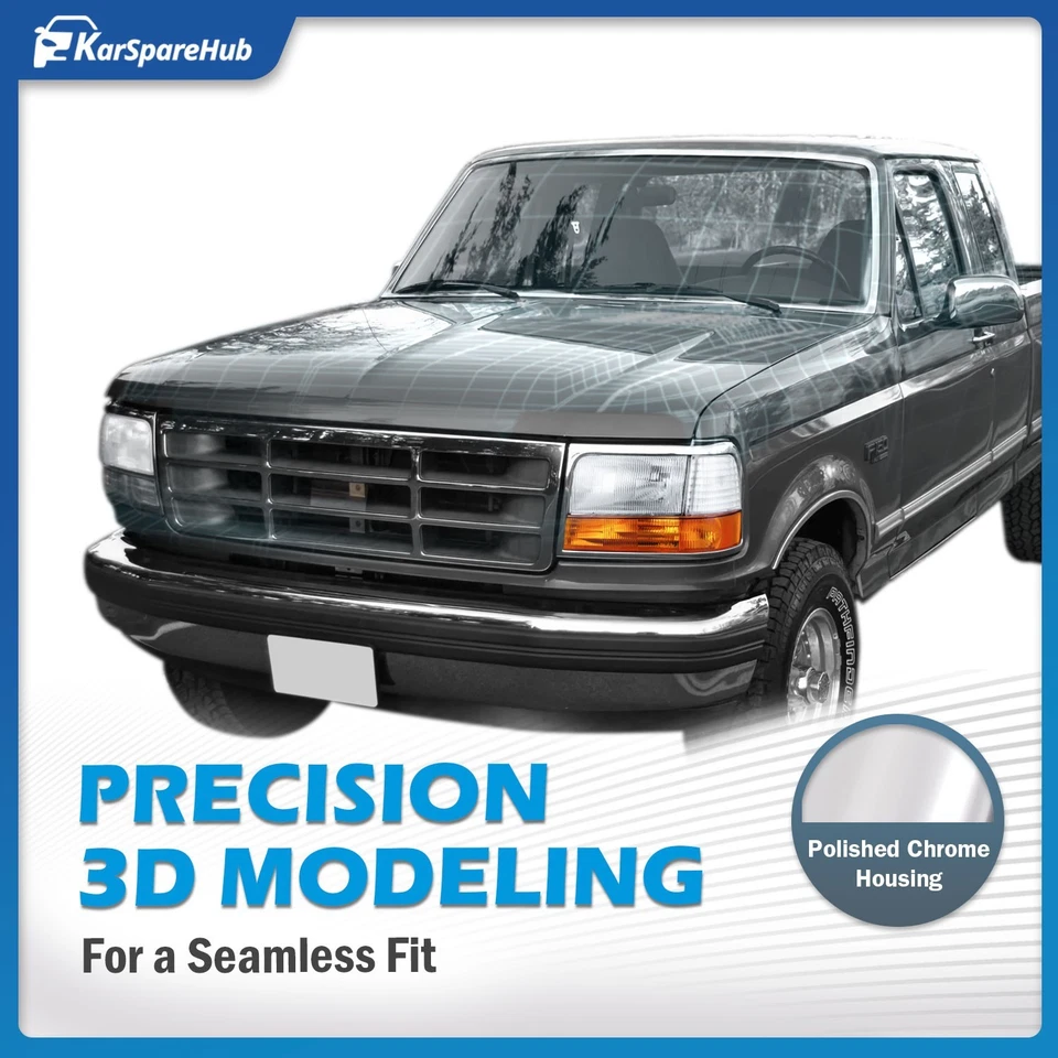 Pair Headlights For 1992-1997 Ford F150 F250 F350 1992-1996 Ford Bronco w/ Bulbs Foto 2 de 4